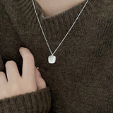 Sterling Silver Letter S Square Pendant Initial Necklace