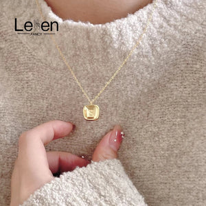 Sterling Silver Letter S Square Pendant Initial Necklace