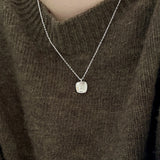 Sterling Silver Letter S Square Pendant Initial Necklace