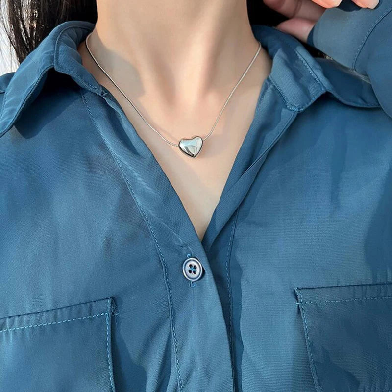 925 Silver Necklace Vintage Heart Pendant Party Jewelry
