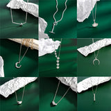 925 Sterling Silver Necklace Irregular Heart Moon Geometric Chocker