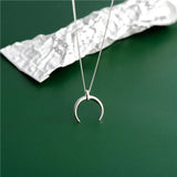 925 Sterling Silver Necklace Irregular Heart Moon Geometric Chocker