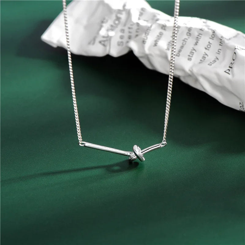 925 Sterling Silver Necklace Irregular Heart Moon Geometric Chocker