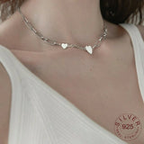 925 Silver Heart Choker Necklace for Women