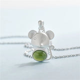 925 Silver Necklace with Jade Green Chalcedony Pendant