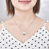 925 Silver Necklace with Jade Green Chalcedony Pendant
