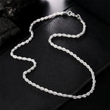 925 Silver Necklace 16-24 Inches 4MM Rope Chain Men's Christmas Jewelry