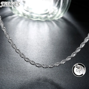 925 Silver Necklace 16-24 Inches 4MM Rope Chain Men's Christmas Jewelry