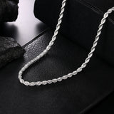 925 Silver Necklace 16-24 Inches 4MM Rope Chain Men's Christmas Jewelry