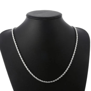 925 Silver Necklace 16-24 Inches 4MM Rope Chain Men's Christmas Jewelry