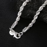 925 Silver Necklace 16-24 Inches 4MM Rope Chain Men's Christmas Jewelry