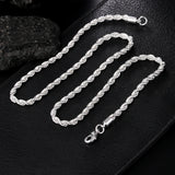 925 Silver Necklace 16-24 Inches 4MM Rope Chain Men's Christmas Jewelry