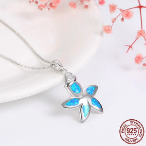 Opal Spring Flower Pendant Necklace 925 Sterling Silver Necklaces
