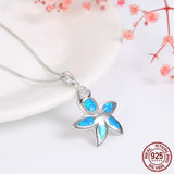 Opal Spring Flower Pendant Necklace 925 Sterling Silver Necklaces