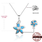 Opal Spring Flower Pendant Necklace 925 Sterling Silver Necklaces