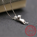 925 Sterling Silver Cats Pendant Necklace
