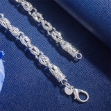 925 Silver Charm Necklace 20 Inches 6MM Chain Wedding Retro Faucet Men's Jewelry