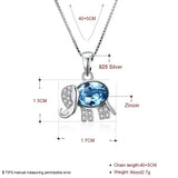 925 Silver Elephant Pendant Necklace with Crystals for Women Girls