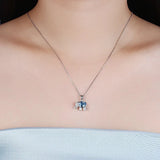 925 Silver Elephant Pendant Necklace with Crystals for Women Girls