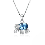925 Silver Elephant Pendant Necklace with Crystals for Women Girls