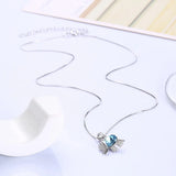 925 Silver Elephant Pendant Necklace with Crystals for Women Girls