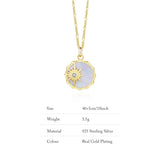 925 Silver Sun Shape Pendant Necklace with Shell