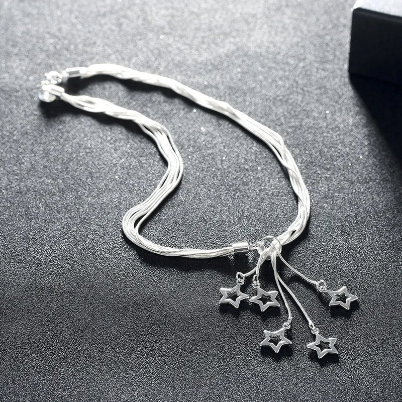 925 Silver Star Pendant Necklace 18 Inches