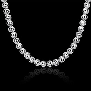 925 Silver Necklace 20 Inches 8MM Chain Beads Women Gift