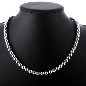 925 Silver Necklace 20 Inches 8MM Chain Beads Women Gift