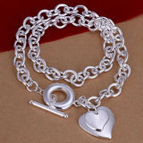 925 Silver Necklace 20'' Thick Chain Heart Pendant