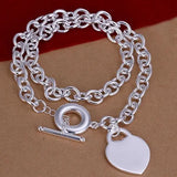 925 Silver Necklace 20'' Thick Chain Heart Pendant