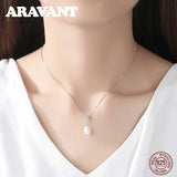 925 Silver Necklaces Zircon 6MM Pearl Pendant Jewelry