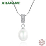 925 Silver Necklaces Zircon 6MM Pearl Pendant Jewelry