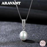 925 Silver Necklaces Zircon 6MM Pearl Pendant Jewelry