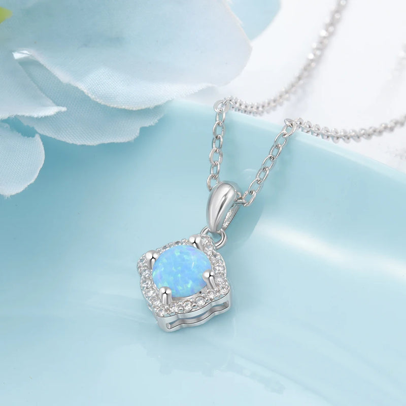Opal Stone Necklace with CZ Fine Jewelry