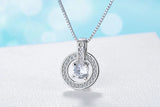 925 Silver Rhinestone Double Circle Pendant Necklace Jewelry
