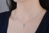 925 Silver Rhinestone Double Circle Pendant Necklace Jewelry