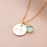 925 Silver Necklace Round Charm Jewelry Initial Birthstone Personalised