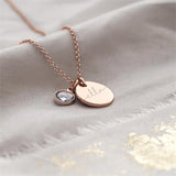 925 Silver Necklace Round Charm Jewelry Initial Birthstone Personalised