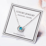 925 Silver Star Moon Pendant Necklace Sterling Silver Jewelry Chain Collar