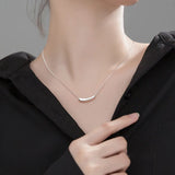 925 Silver Women's Geometric Pipe Pendant Beads Necklace