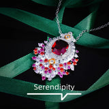 925 Silver Red Cubic Zirconia Vintage Necklace