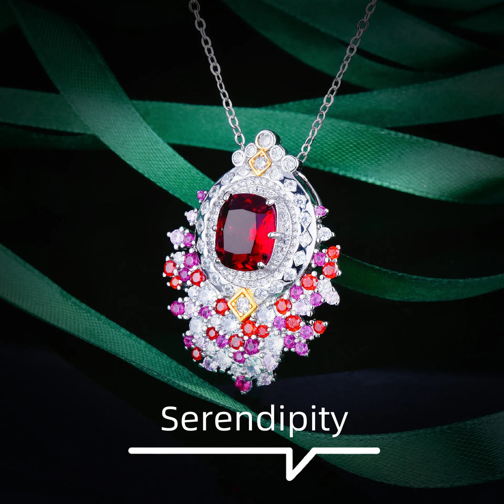 925 Silver Red Cubic Zirconia Vintage Necklace