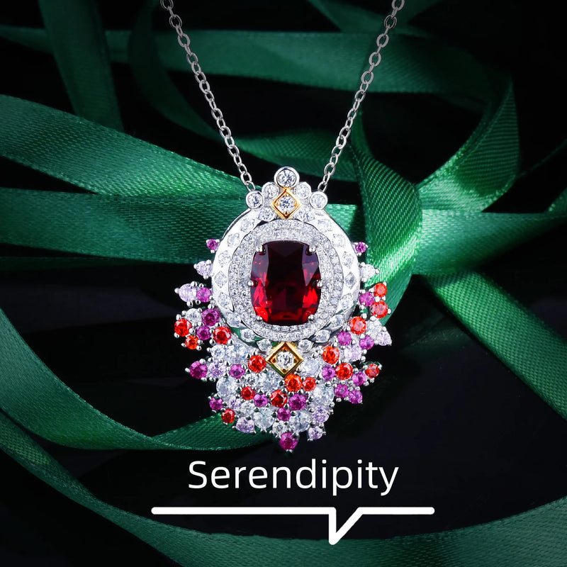 925 Silver Red Cubic Zirconia Vintage Necklace