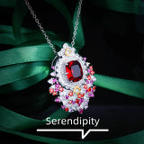 925 Silver Red Cubic Zirconia Vintage Necklace