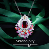 925 Silver Red Cubic Zirconia Vintage Necklace