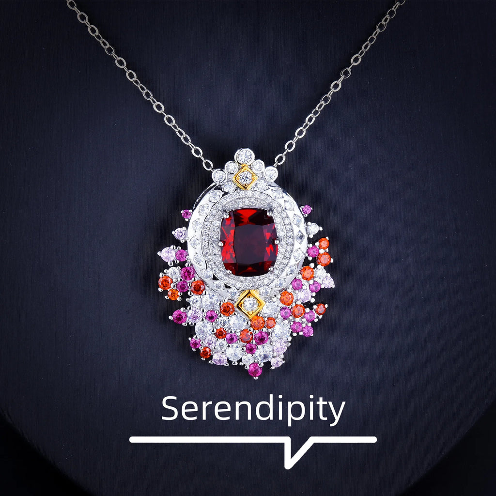 925 Silver Red Cubic Zirconia Vintage Necklace