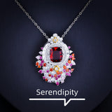 925 Silver Red Cubic Zirconia Vintage Necklace