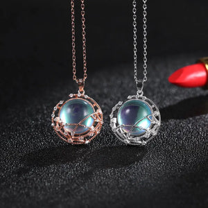 925 Silver Moonstone Pendant Necklace Chain Jewelry