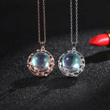 925 Silver Moonstone Pendant Necklace Chain Jewelry